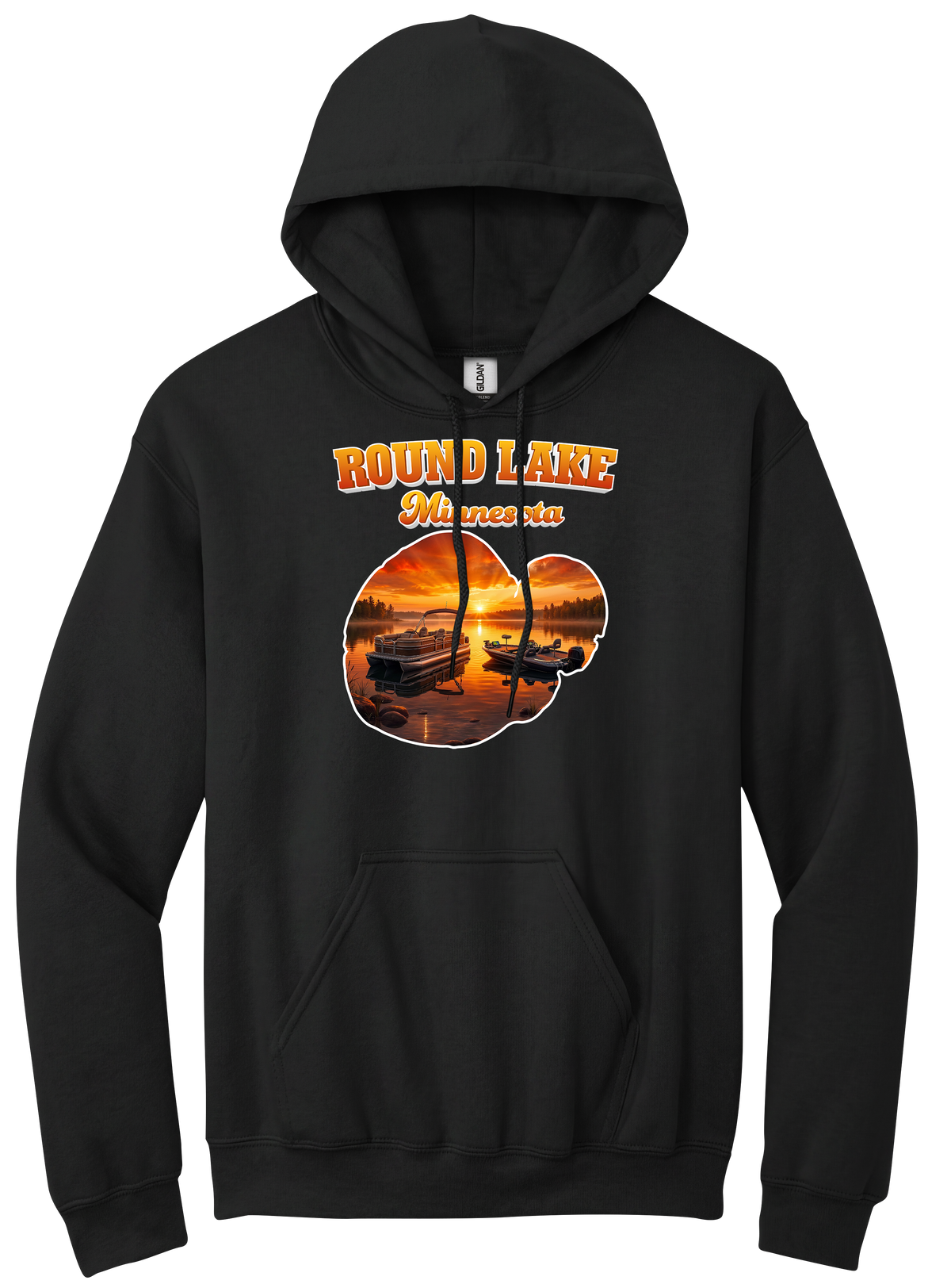 Round Lake design on Black hoodie