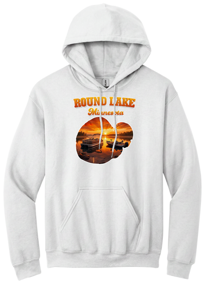 Round Lake design on White hoodie