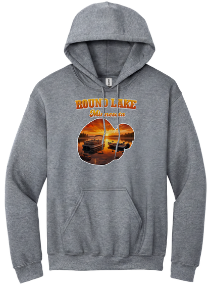 Round Lake design on Heather Grey hoodie