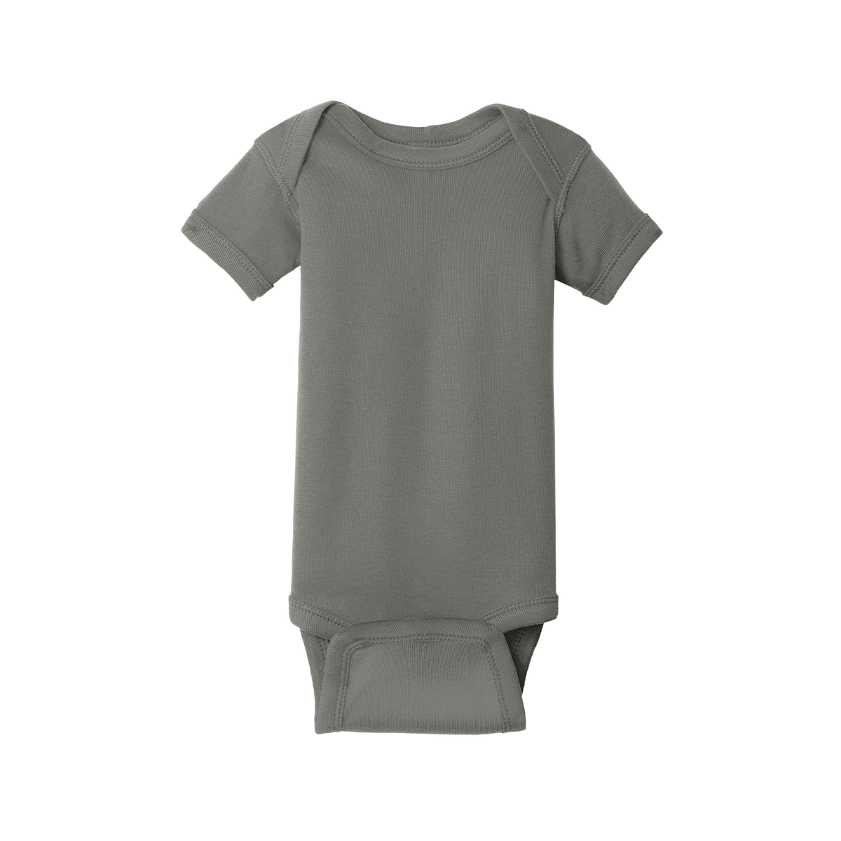 Custom Rabbit Skins infant short-sleeve bodysuit in Charcoal, front view