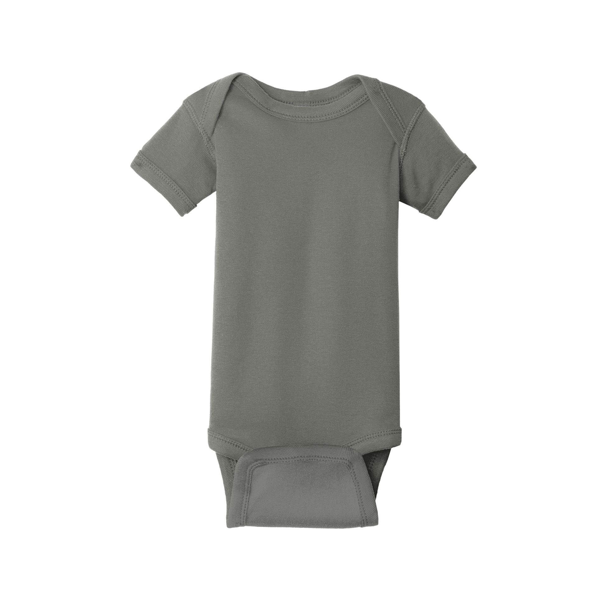 Custom Rabbit Skins infant short-sleeve bodysuit in Charcoal, front view