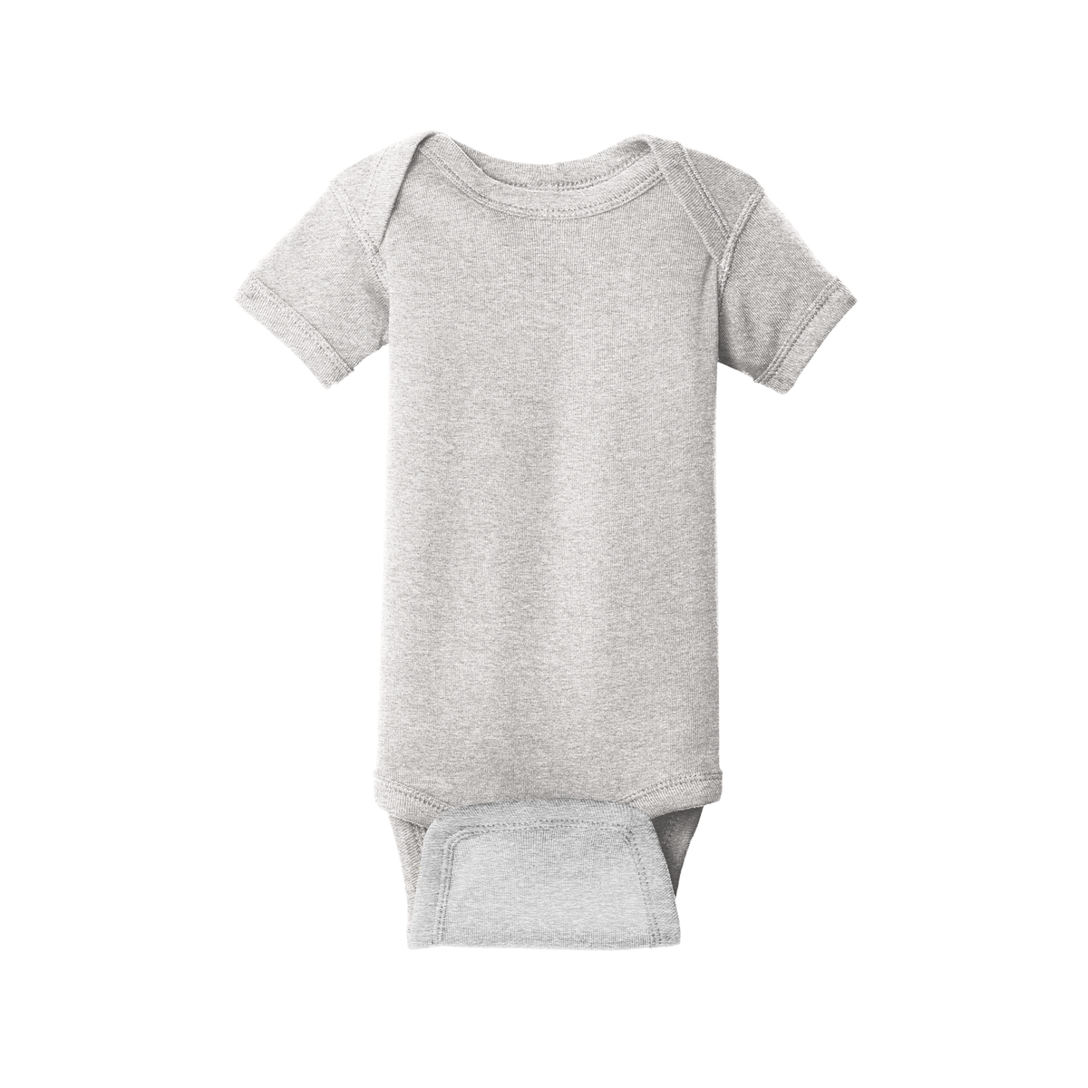 Custom Rabbit Skins infant short-sleeve bodysuit in Heather, front view