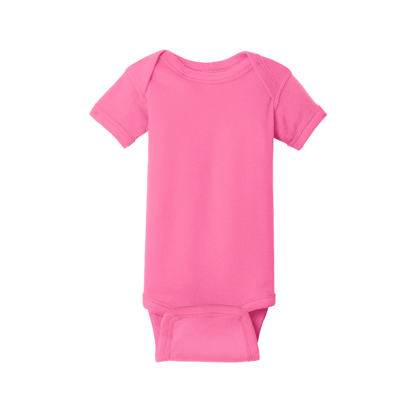 Custom Rabbit Skins infant short-sleeve bodysuit in Hot Pink, front view
