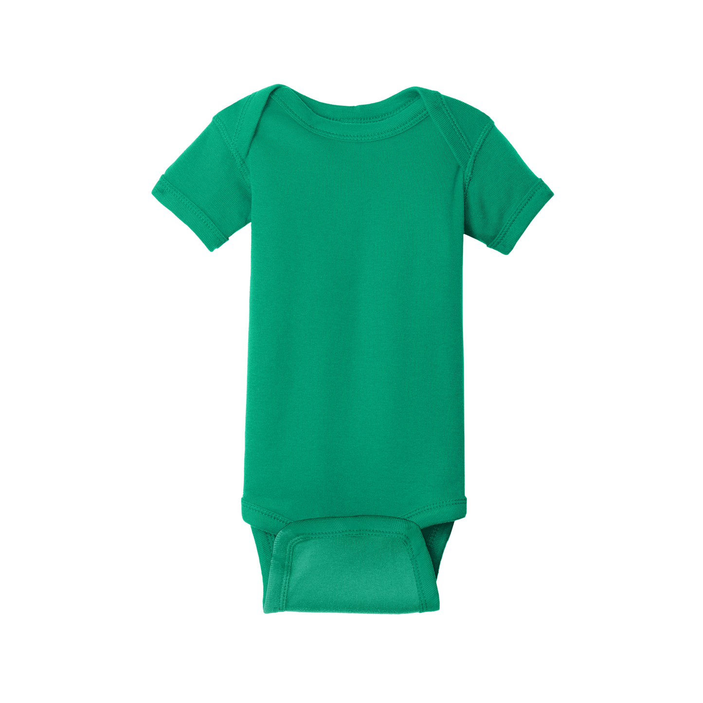 Custom Rabbit Skins infant short-sleeve bodysuit in Kelly Green, front view