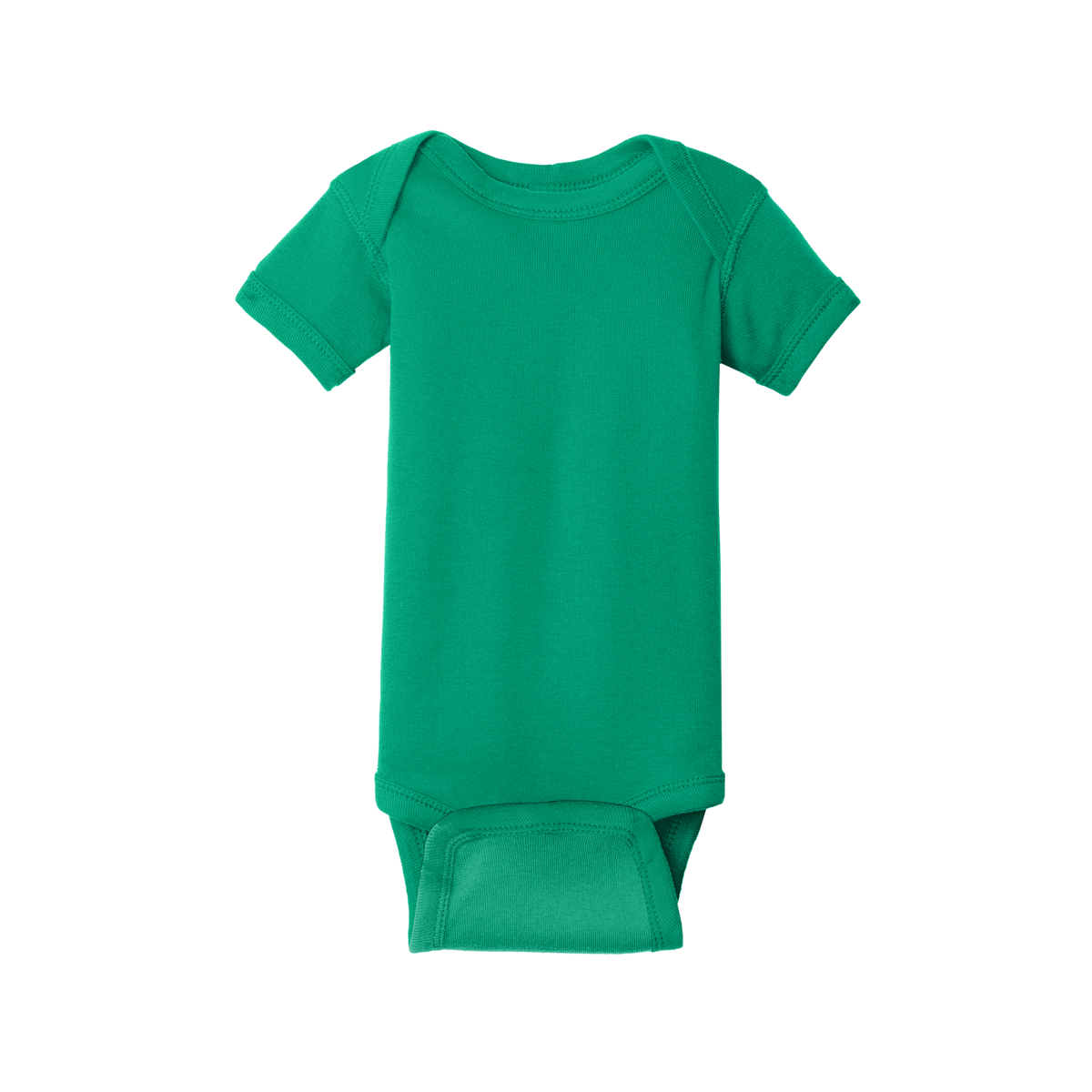 Custom Rabbit Skins infant short-sleeve bodysuit in Kelly Green, front view
