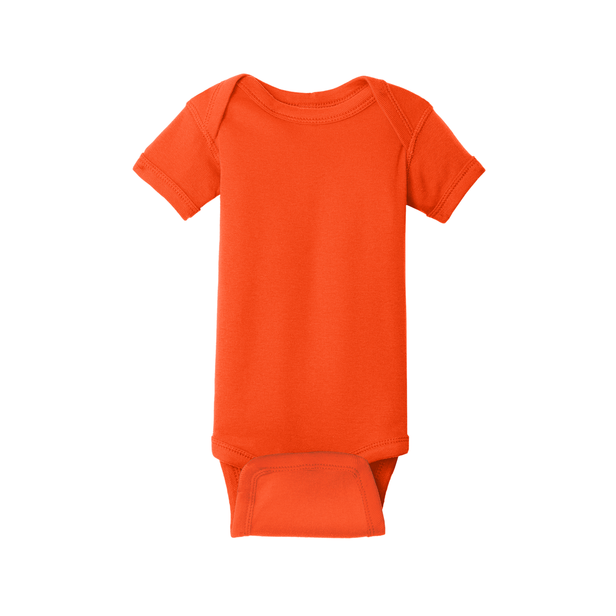 Custom Rabbit Skins infant short-sleeve bodysuit in Orange, front view