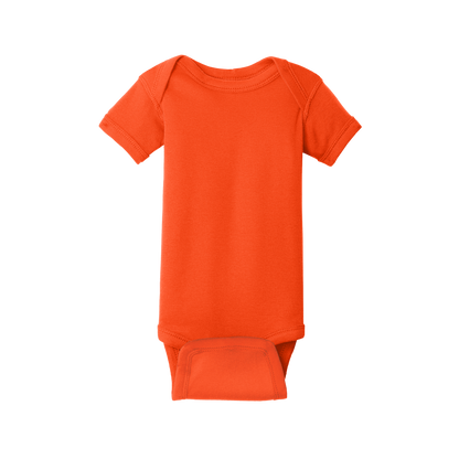 Custom Rabbit Skins infant short-sleeve bodysuit in Orange, front view