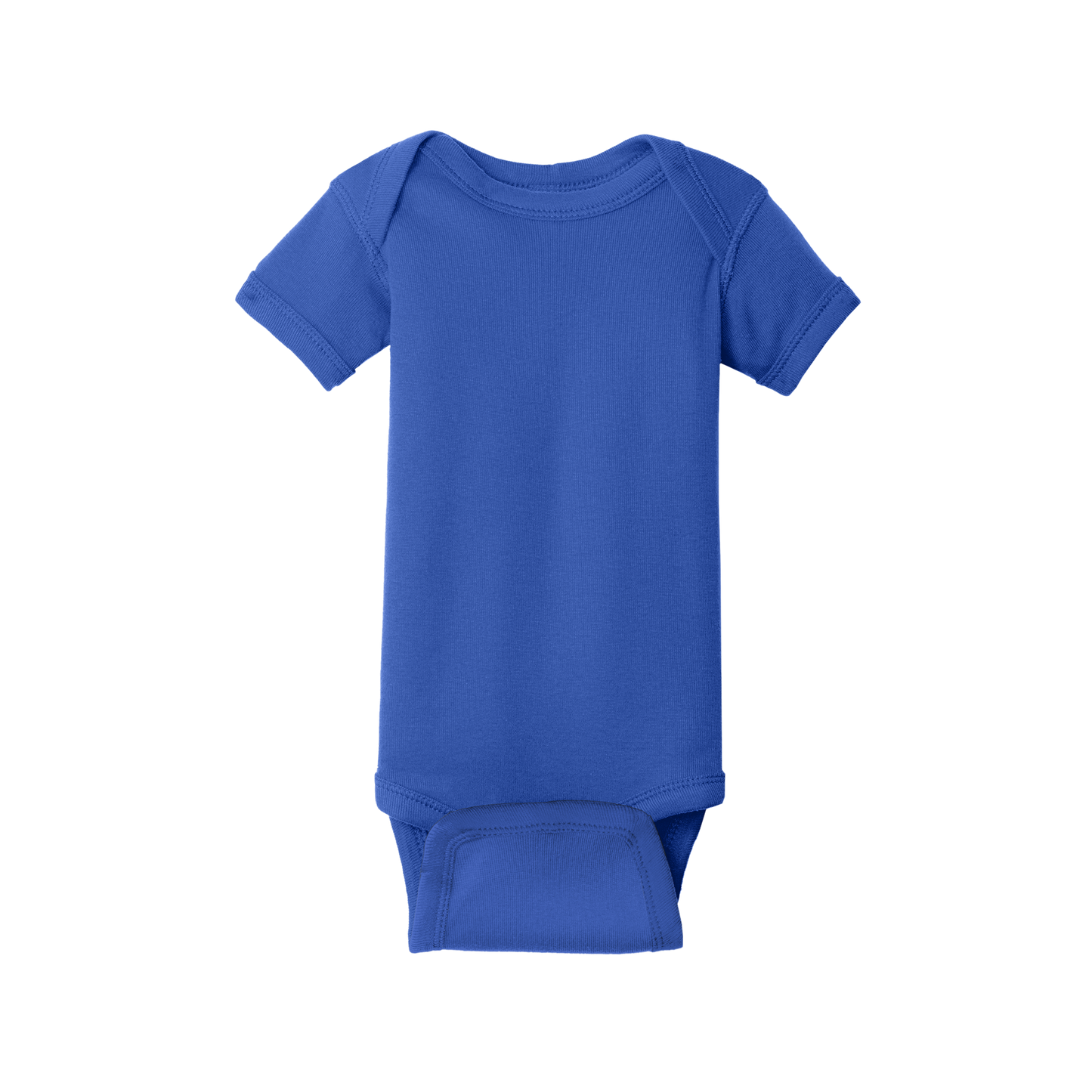 Custom Rabbit Skins infant short-sleeve bodysuit in Royal Blue, front view