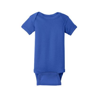 Custom Rabbit Skins infant short-sleeve bodysuit in Royal Blue, front view