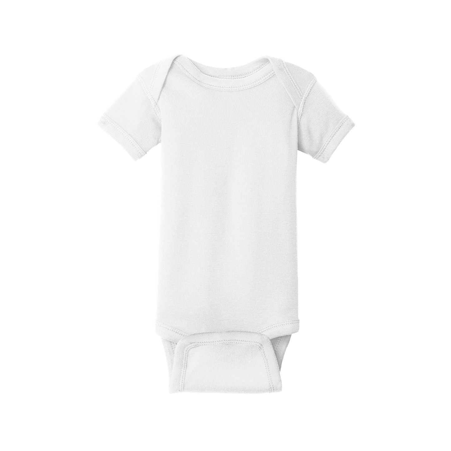Custom Rabbit Skins infant short-sleeve bodysuit in White, front view