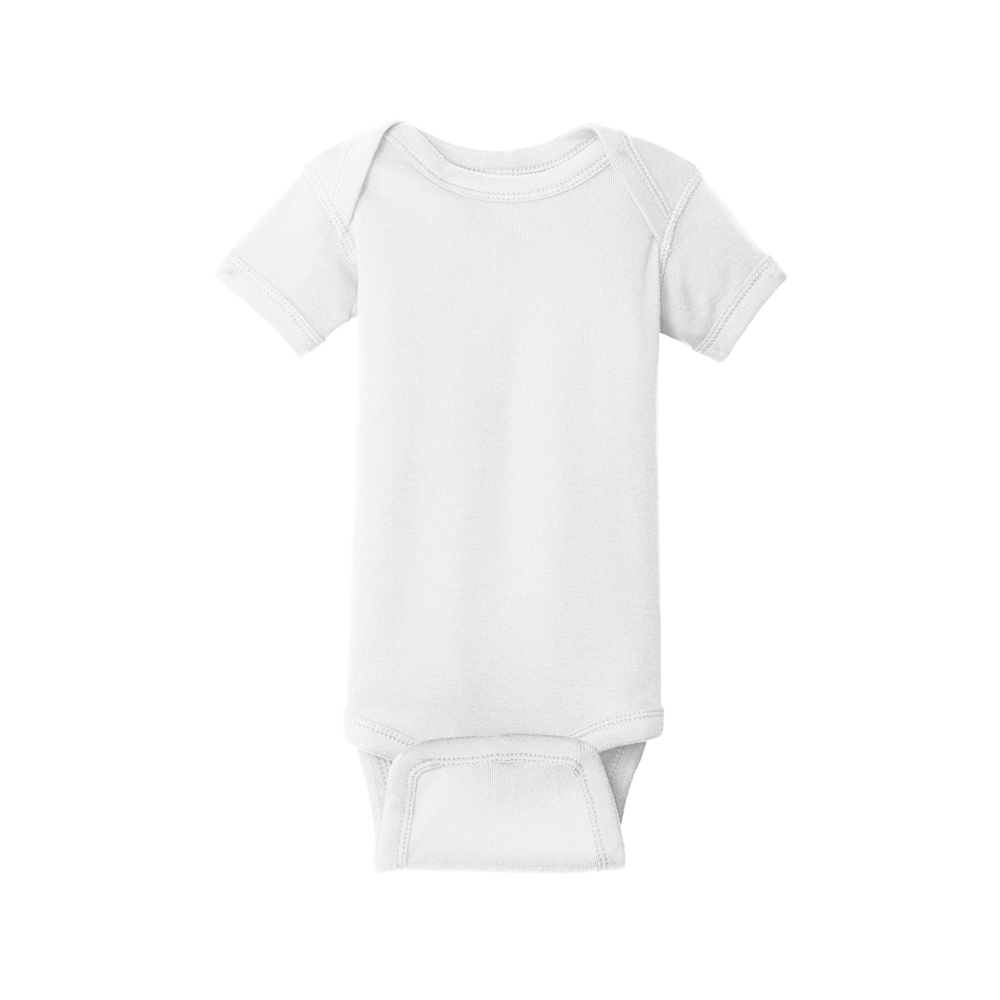 Custom Rabbit Skins infant short-sleeve bodysuit in White, front view