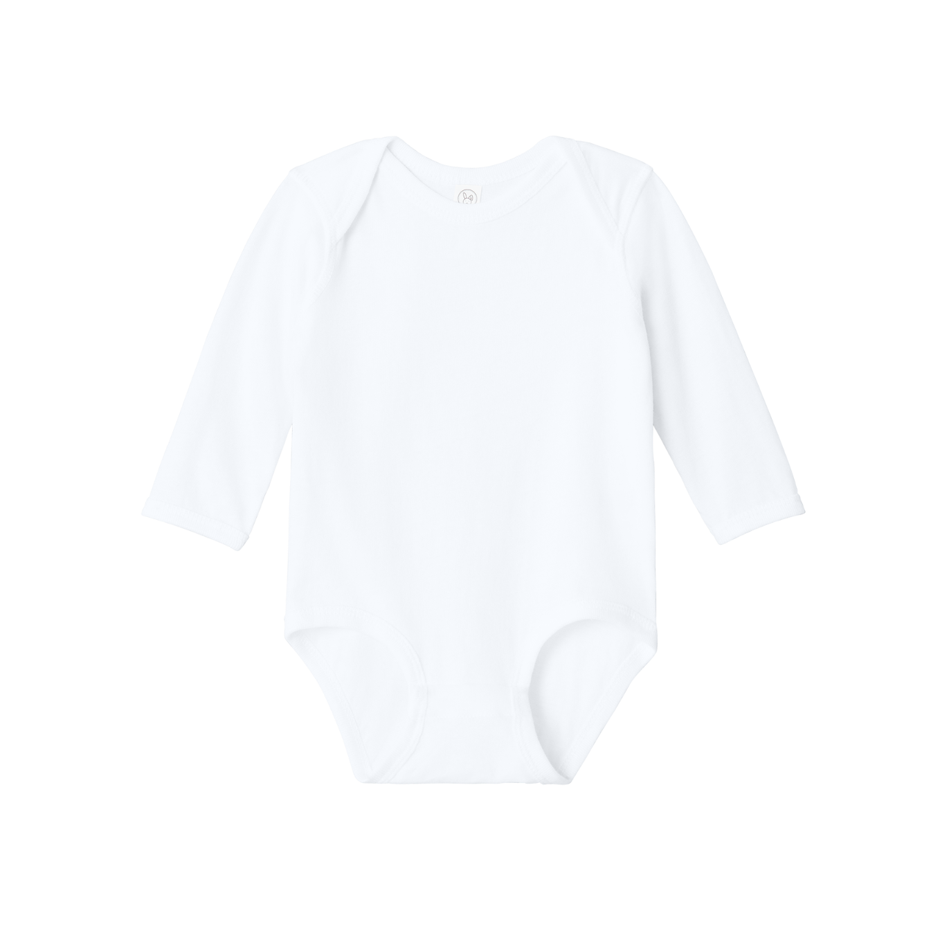 Custom Rabbit Skins infant long-sleeve bodysuit in White, front view