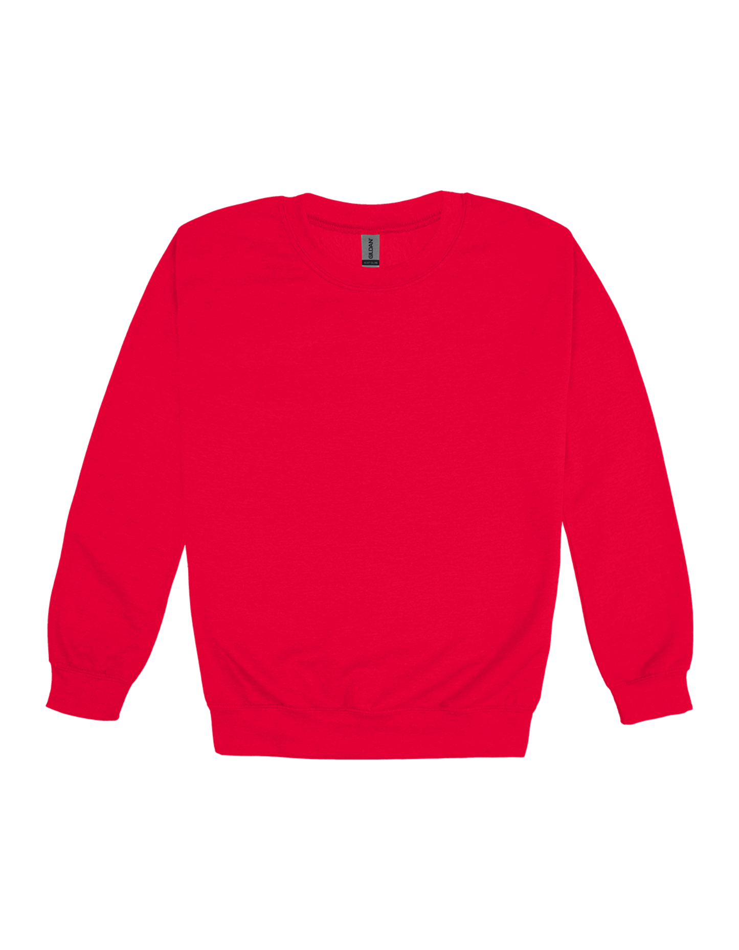 Custom youth Gildan crewneck sweatshirt in Red