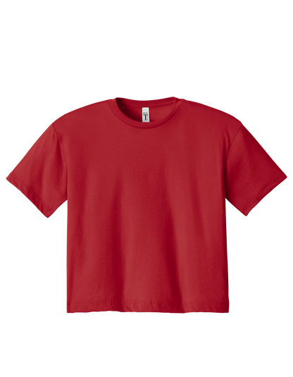 Custom women's Next Level crop T-shirt in Red, front view