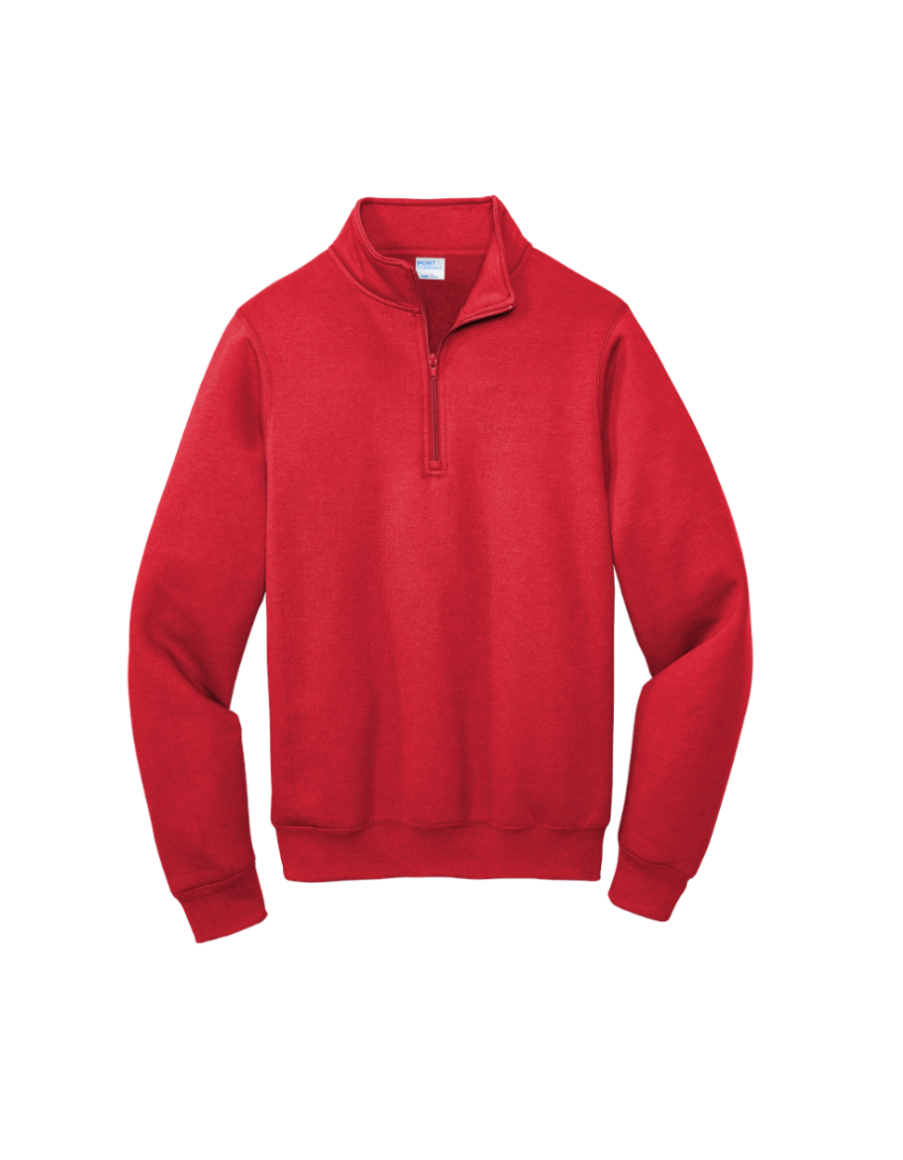 Custom Port & Company core fleece quarter-zip in Red