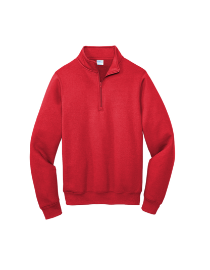 Custom Port & Company core fleece quarter-zip in Red