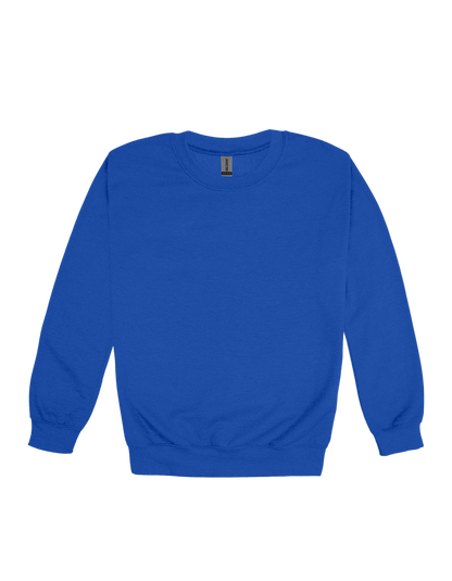 Custom youth Gildan crewneck sweatshirt in Royal Blue
