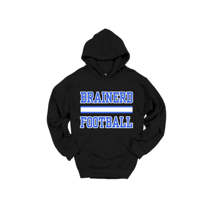 Brainerd Football design shown on Black adult Gildan hoodie.