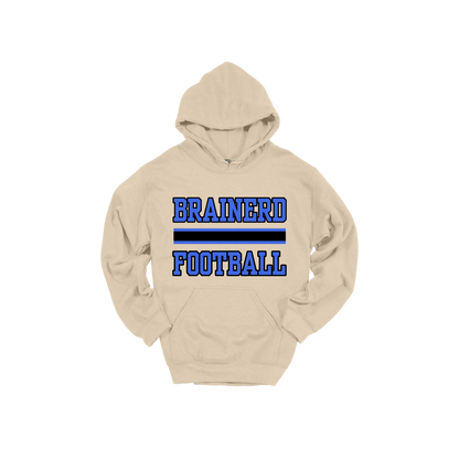 Brainerd Football design shown on Sand adult Gildan hoodie.