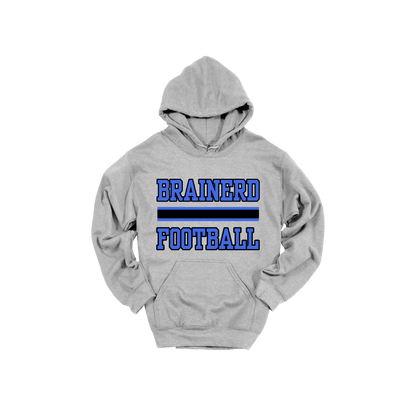 Brainerd Football design shown on Sport Gray adult Gildan hoodie.