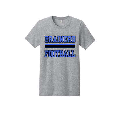 Brainerd Football design shown on Heather Athletic Gray adult Bella+Canvas 3001 T-shirt.