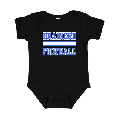 Brainerd Football design shown on Black infant bodysuit.