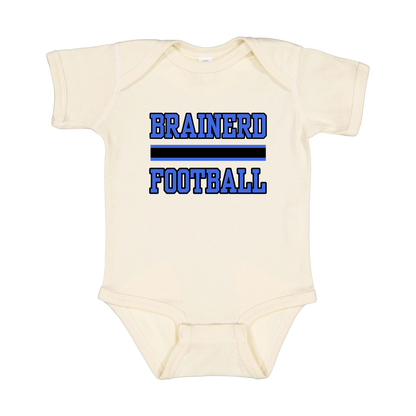 Brainerd Football design shown on Natural infant bodysuit.