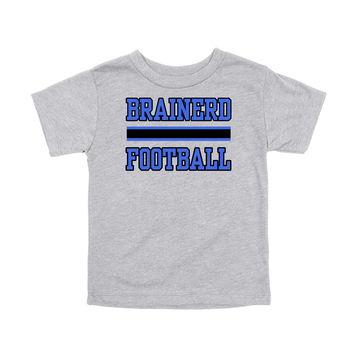 Brainerd Football design shown on Athletic Gray toddler Bella+Canvas T-shirt.