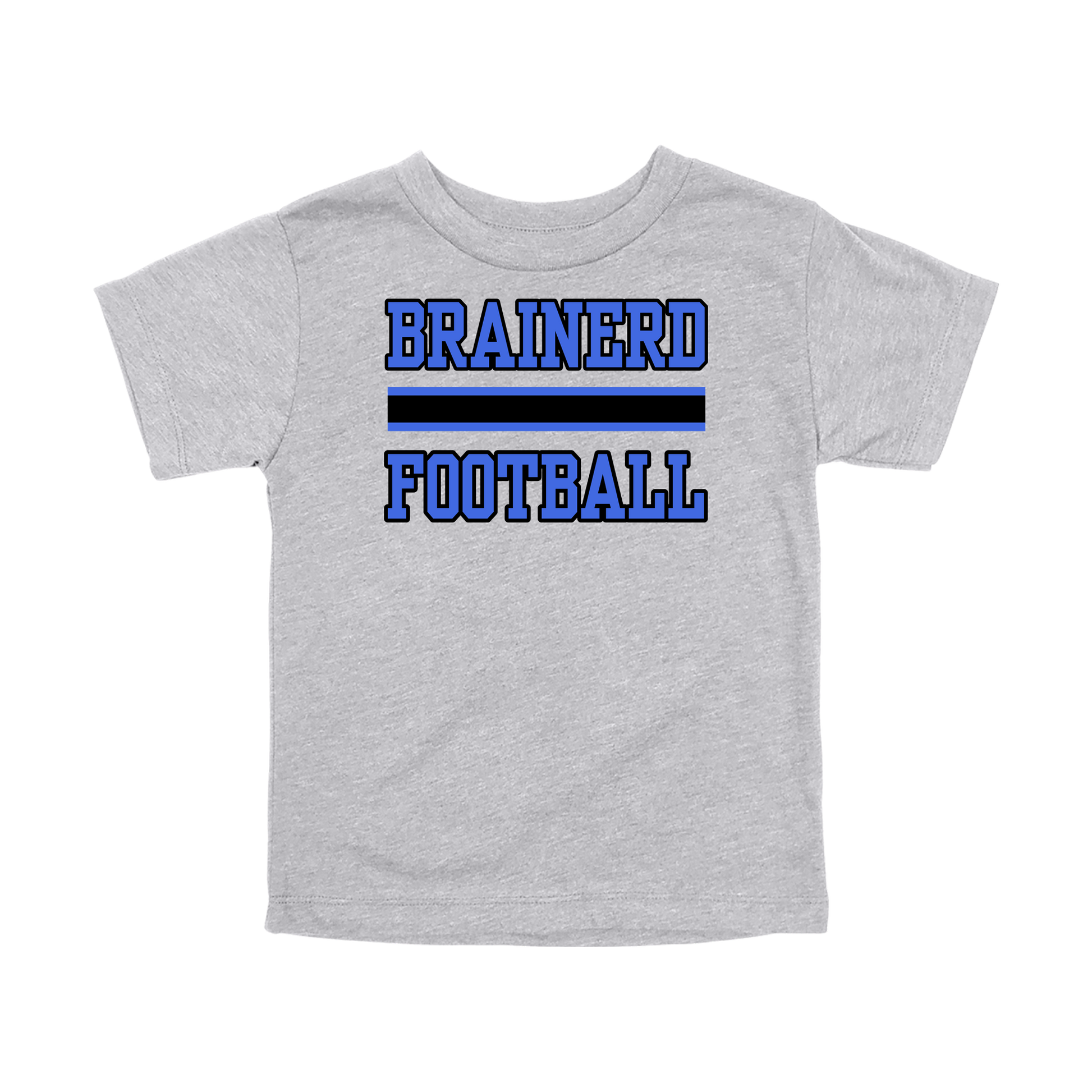 Brainerd Football design shown on Athletic Gray toddler Bella+Canvas T-shirt.