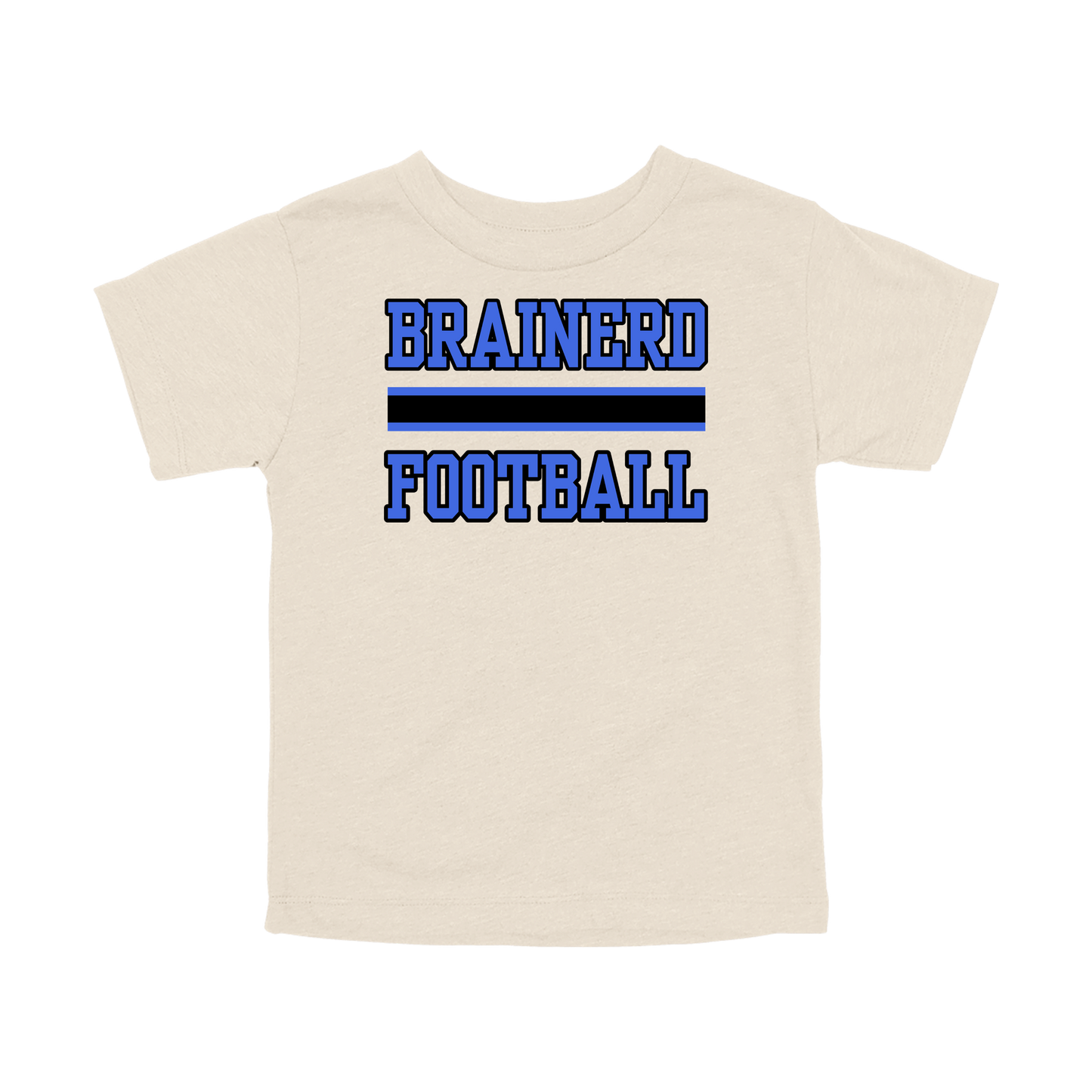 Brainerd Football design shown on Natural toddler Bella+Canvas T-shirt.
