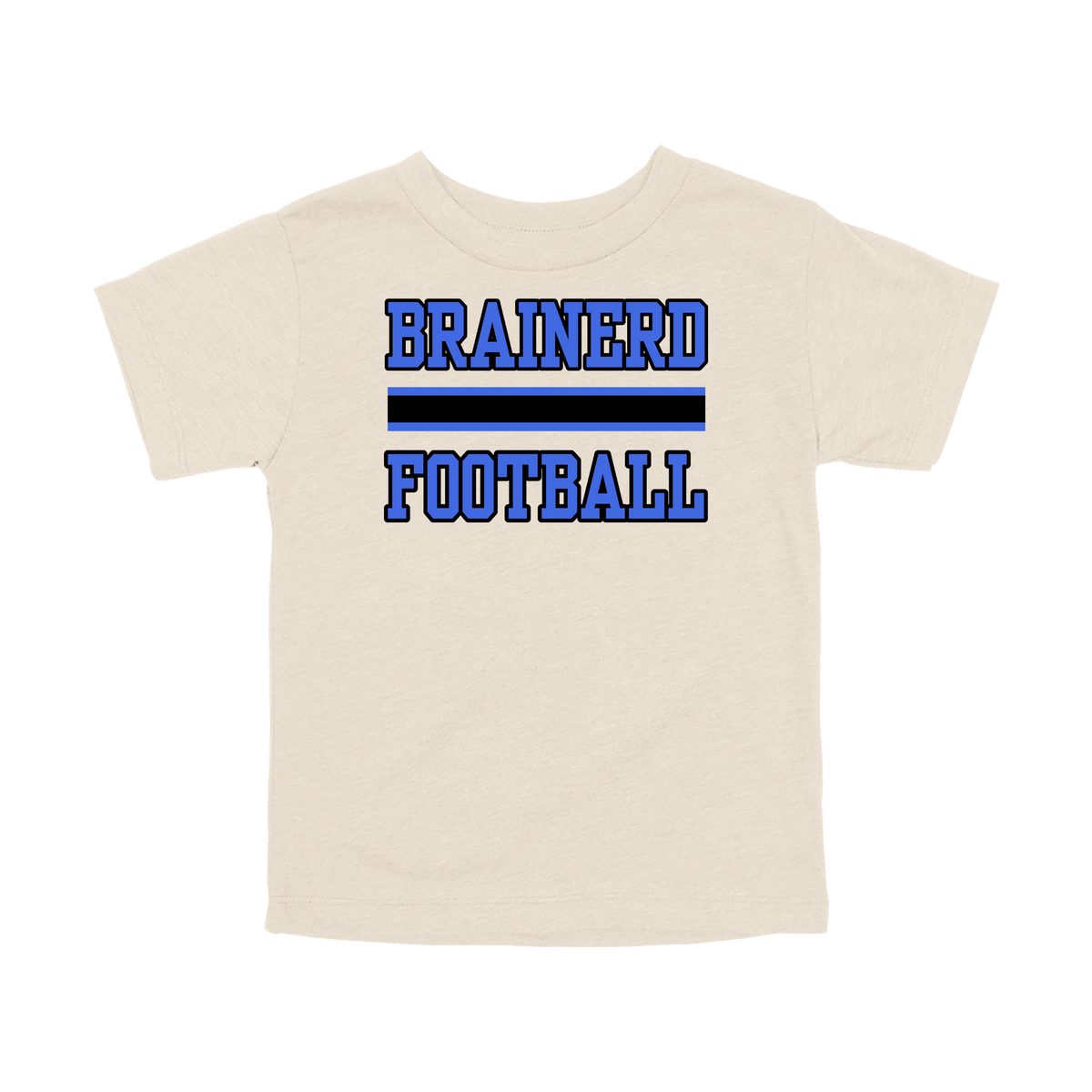 Brainerd Football design shown on Natural toddler Bella+Canvas T-shirt.
