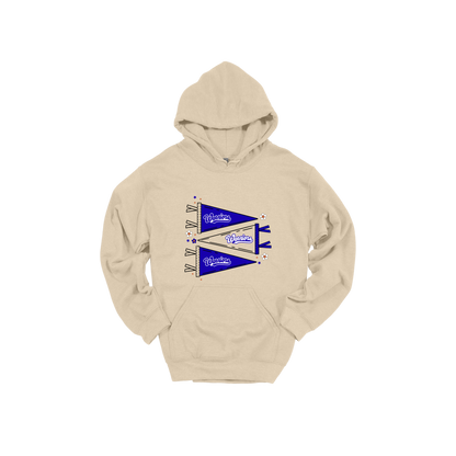 Warrior Flags design shown on Sand adult Gildan hoodie.