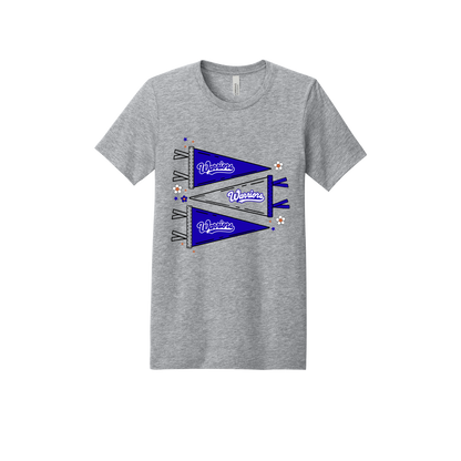 Warrior Flags design shown on Heather Athletic Gray adult Bella+Canvas 3001 T-shirt.