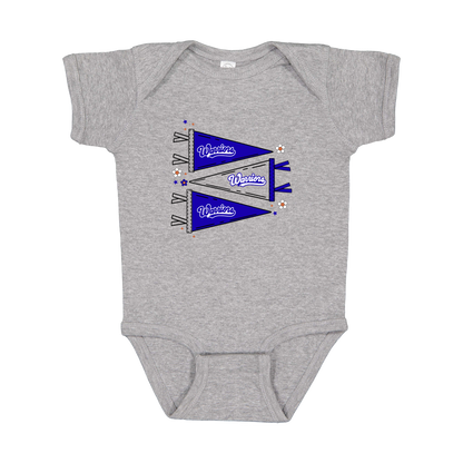 Warrior Flags design shown on Heather infant bodysuit.