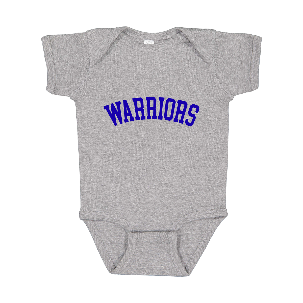 Warriors Arc design shown on Heather infant bodysuit.