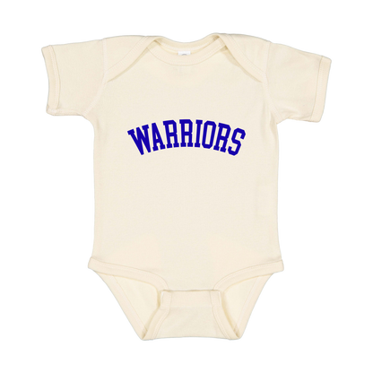 Warriors Arc design shown on Natural infant bodysuit.