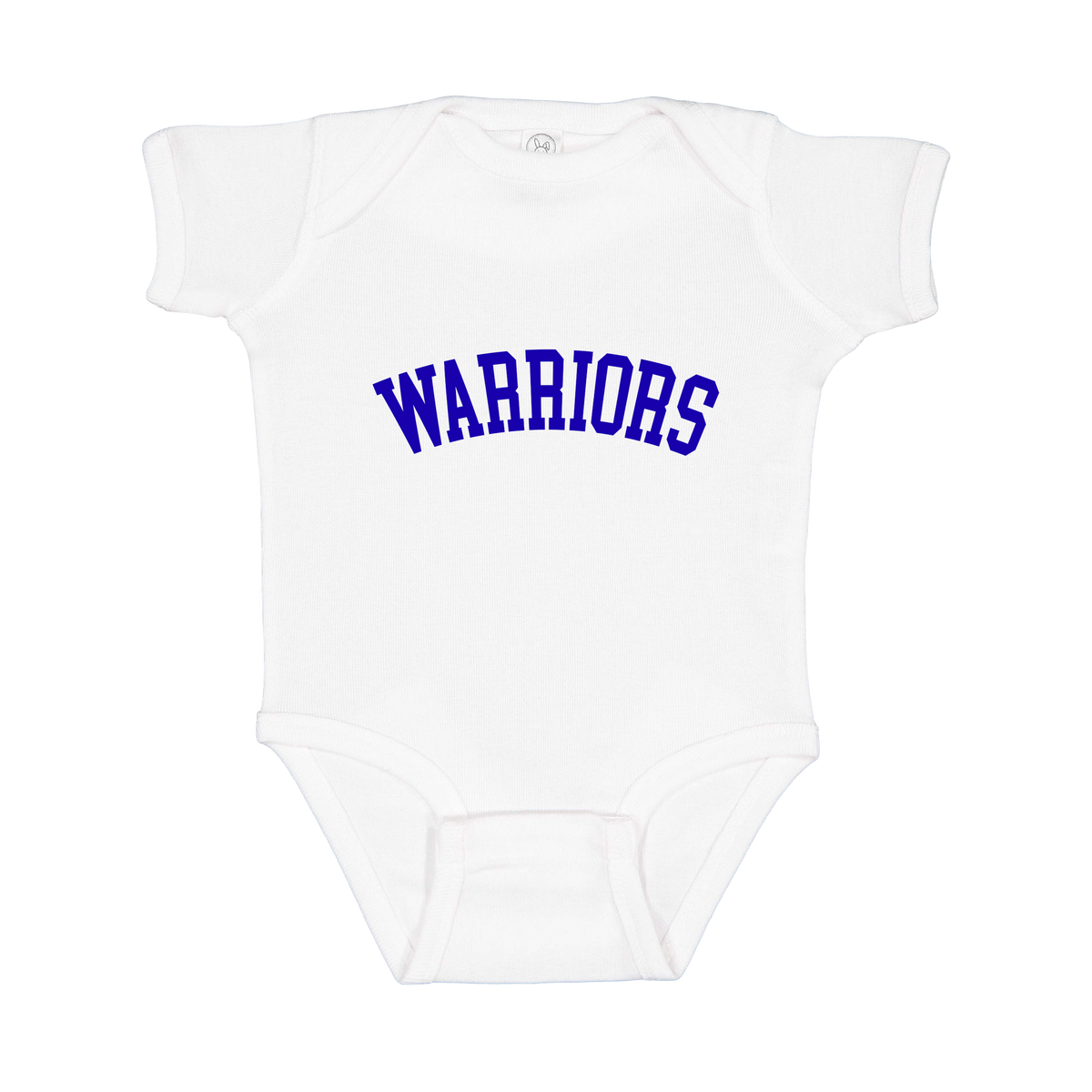 Warriors Arc design shown on White infant bodysuit.