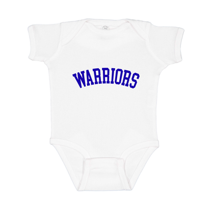Warriors Arc design shown on White infant bodysuit.
