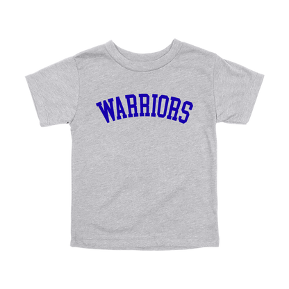Warriors Arc design shown on Athletic Gray toddler Bella+Canvas T-shirt.