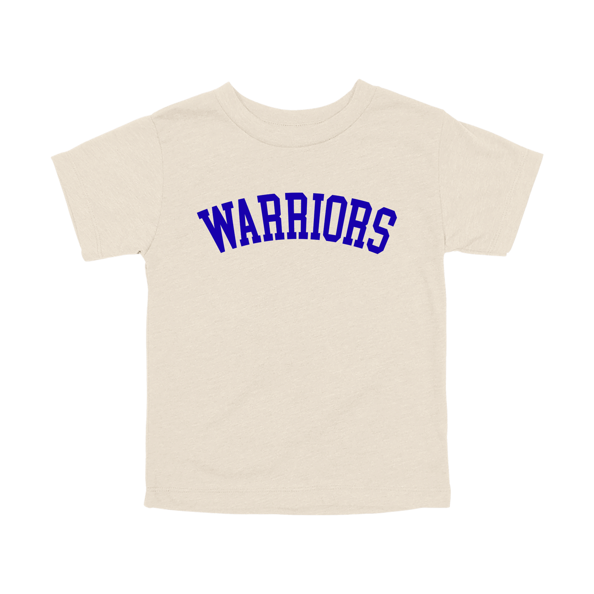 Warriors Arc design shown on Natural toddler Bella+Canvas T-shirt.