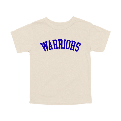 Warriors Arc design shown on Natural toddler Bella+Canvas T-shirt.