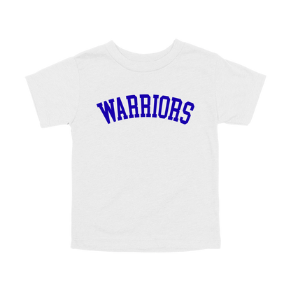 Warriors Arc design shown on White toddler Bella+Canvas T-shirt.