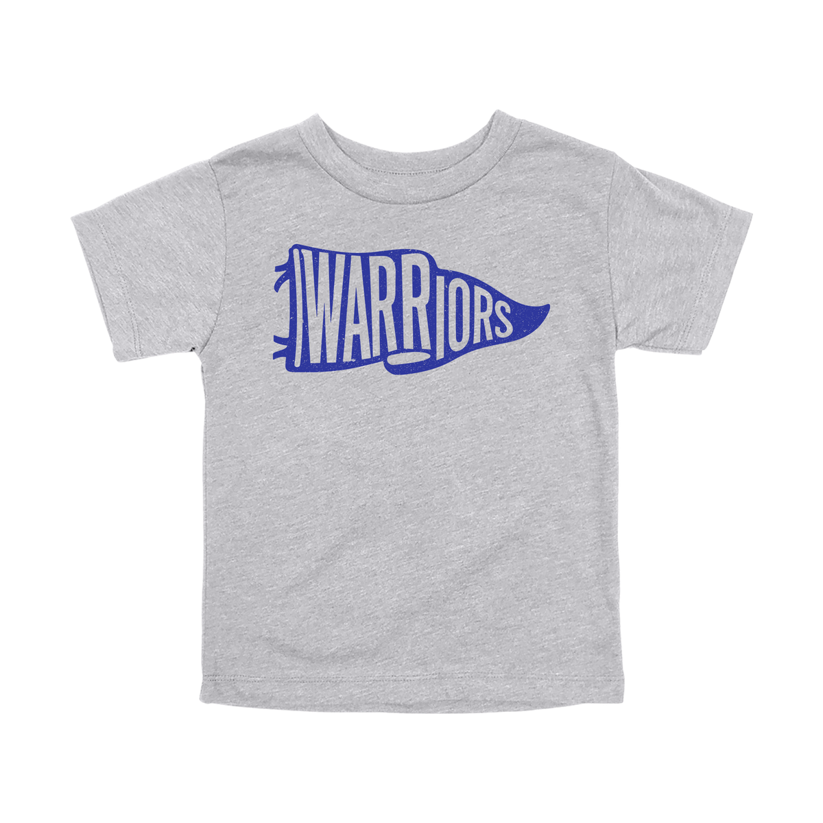 Warriors Banner design shown on Athletic Gray toddler Bella+Canvas T-shirt.