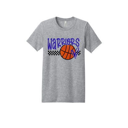 Warriors Glitter design shown on Heather Athletic Gray adult Bella+Canvas 3001 T-shirt.
