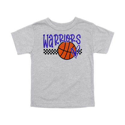 Warriors Glitter design shown on Athletic Gray toddler Bella+Canvas T-shirt.
