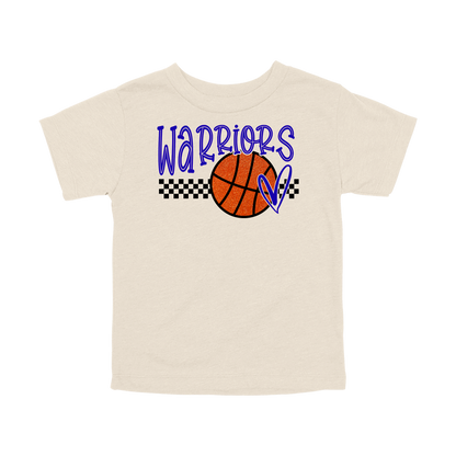 Warriors Glitter design shown on Natural toddler Bella+Canvas T-shirt.