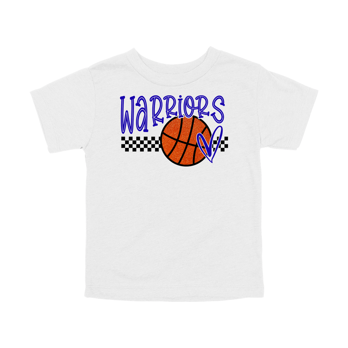 Warriors Glitter design shown on White toddler Bella+Canvas T-shirt.