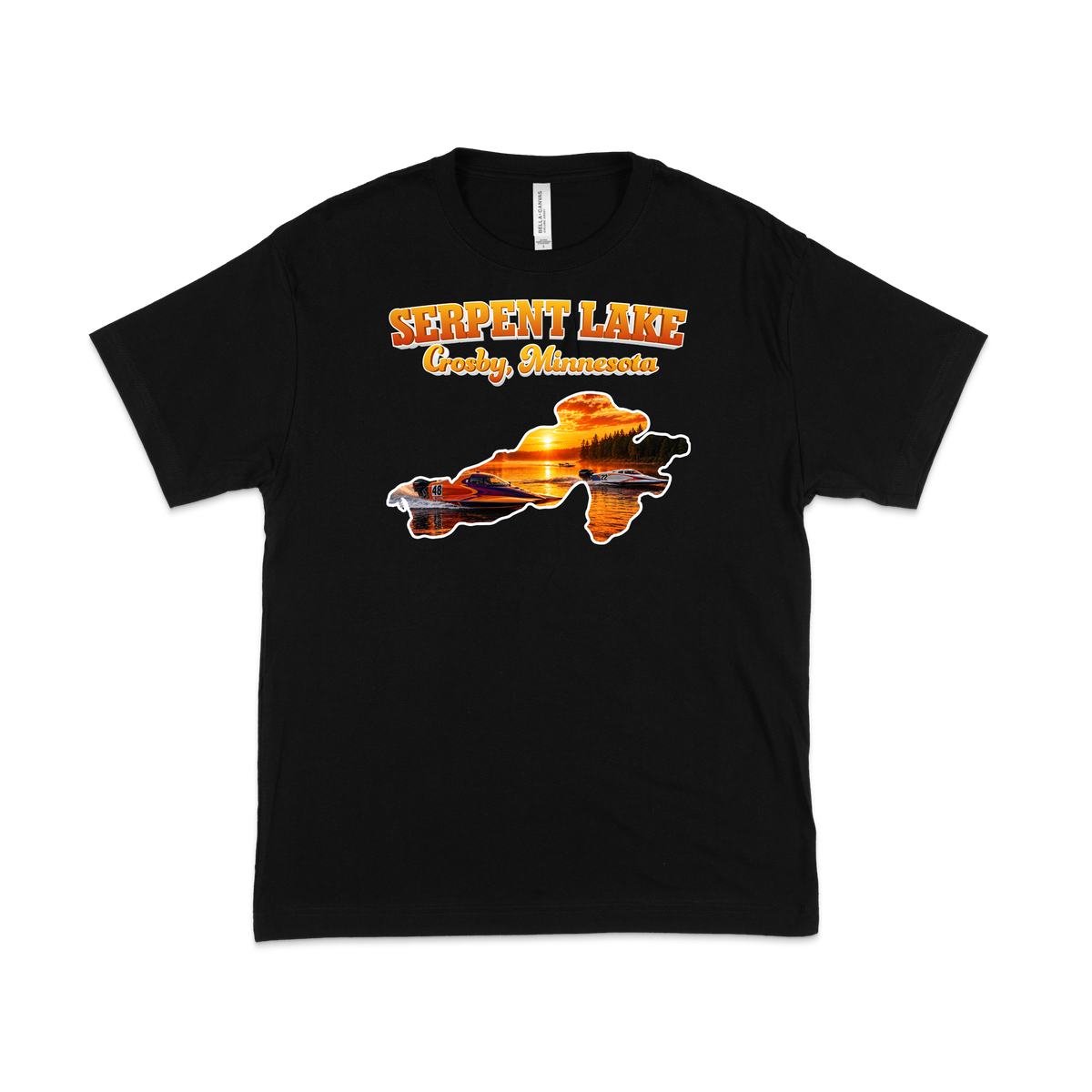 Serpent Lake design on Black T-shirt