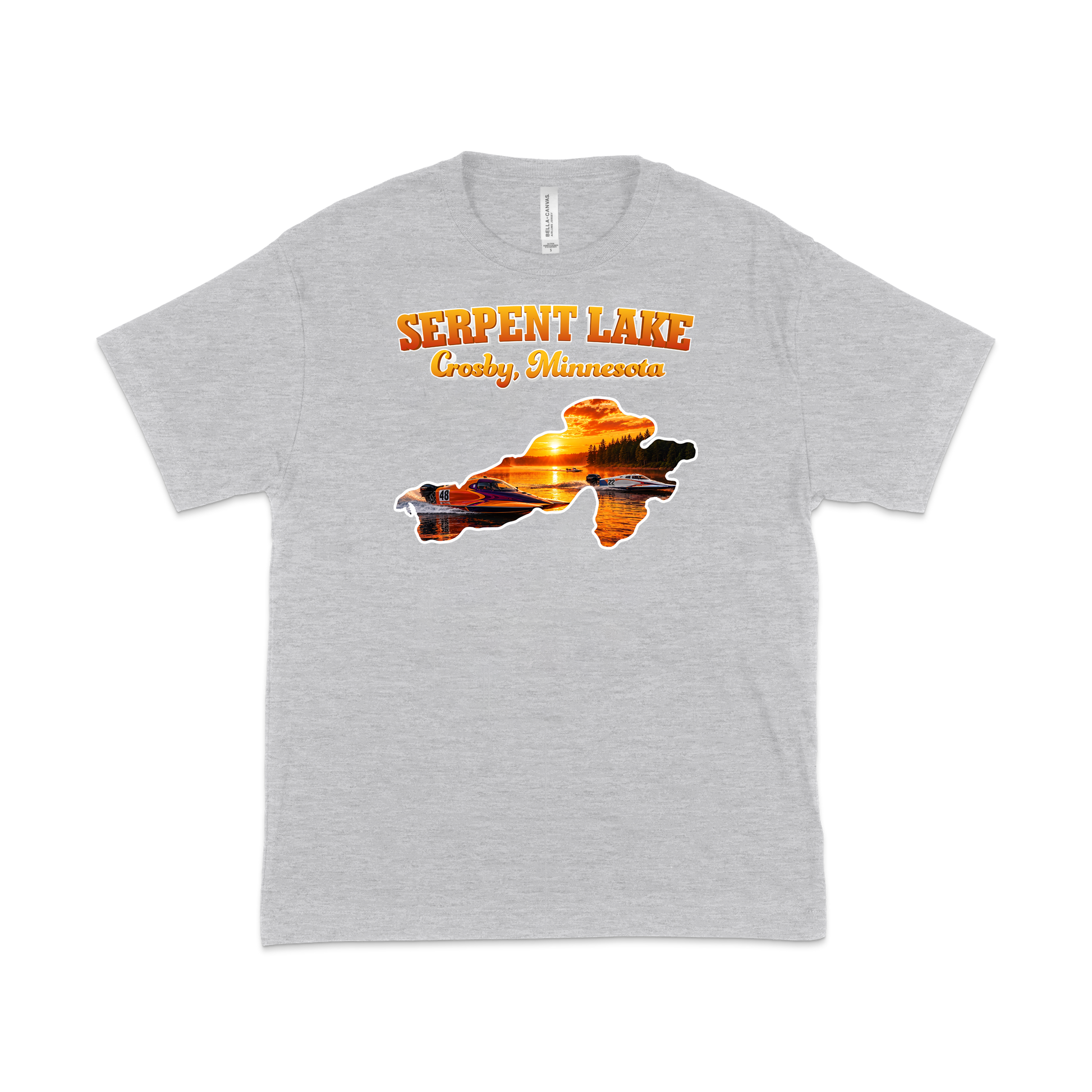 Serpent Lake design on Gray T-shirt
