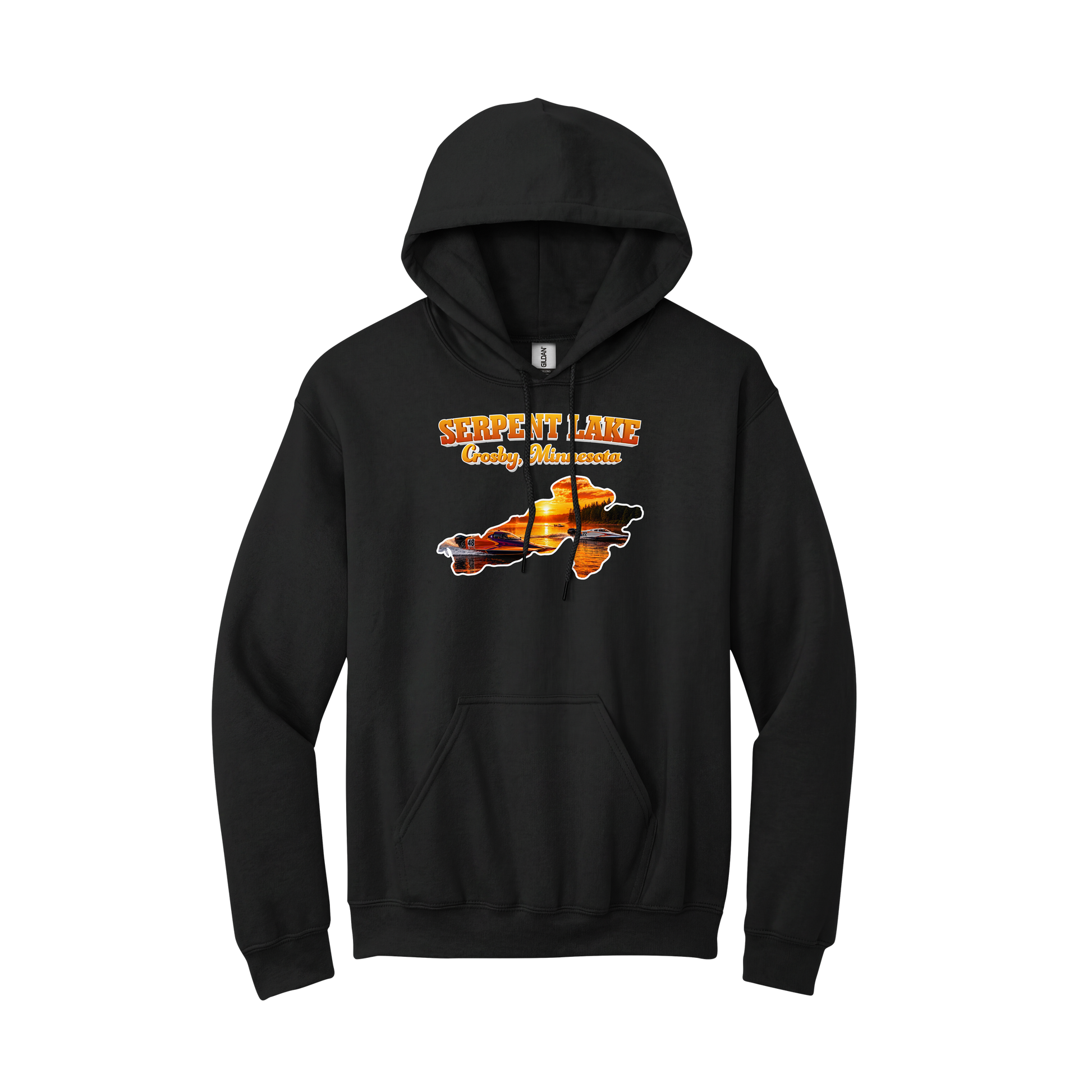 Serpent Lake design on Black hoodie